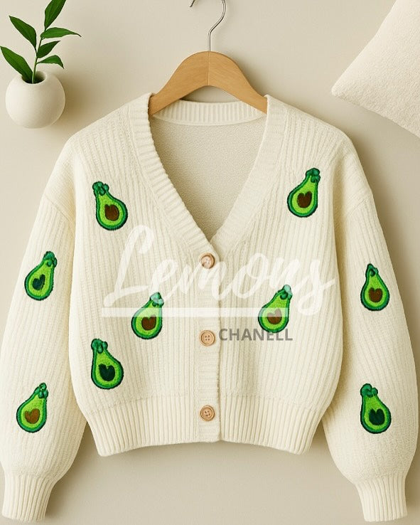 Cardigan Tejido Bordado Aguacate