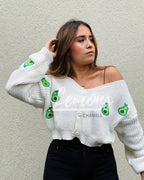 Cardigan Tejido Bordado Aguacate