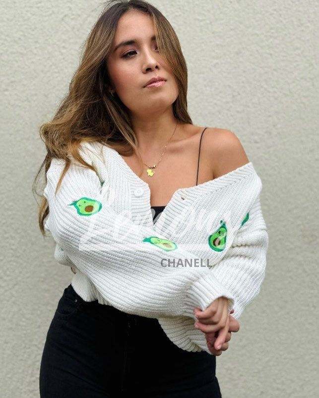 Cardigan Tejido Bordado Aguacate